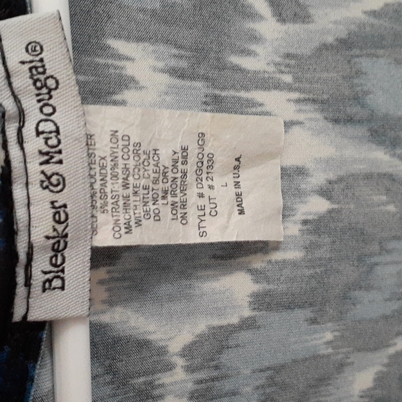 Bleeker and McDougal Large Women's tunic top,  blue, black and white with sheer - Picture 4 of 6